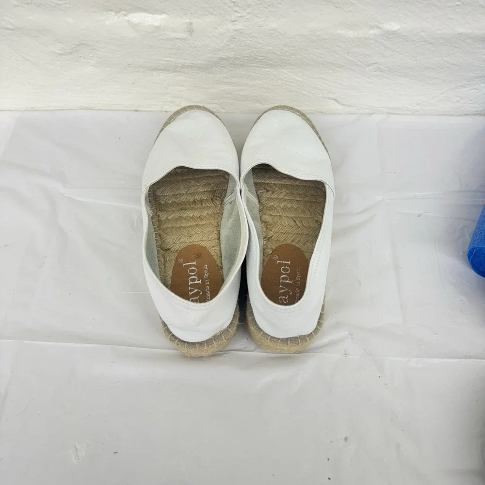 Maypol White Leather Espadrille Shoes Sz. 39. Us 8.5‎ Summer Spring Easter
